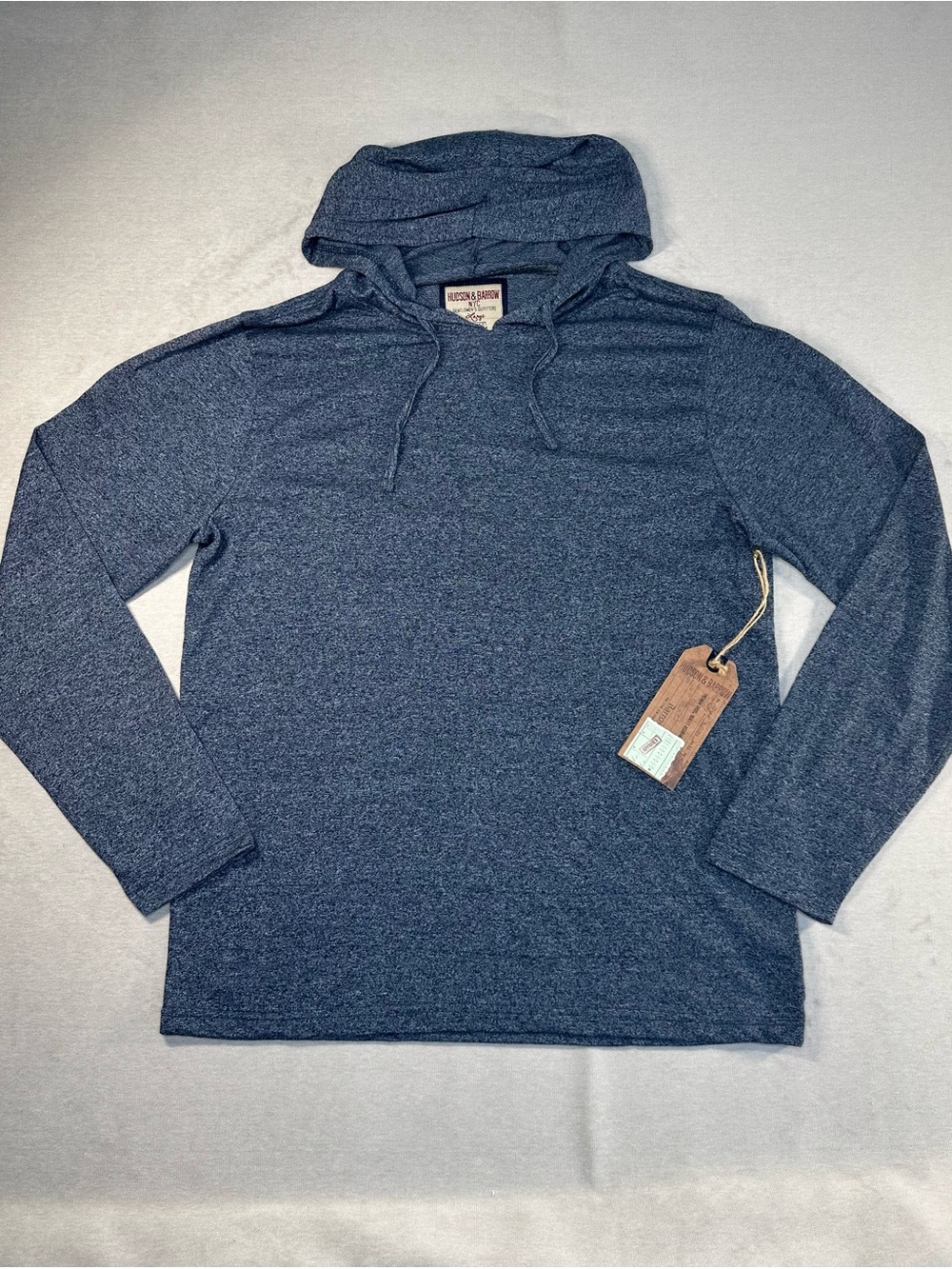 Hudson & Barrow Men's Navy Blue Hooded Long-Sleeve Lightweight Shirt